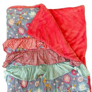 Matilda Jane Sleeping Bag Yearling Deer Floral Ruffle Trim Pink Blanket Roll Up